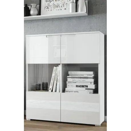 Buy Tenby Display Cabinet 2 Door Glass in High Gloss White from Furnituretta