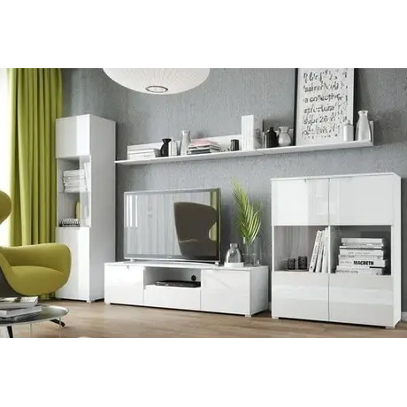 Buy Tenby Display Cabinet 2 Door Glass in High Gloss White, 3 from Furnituretta