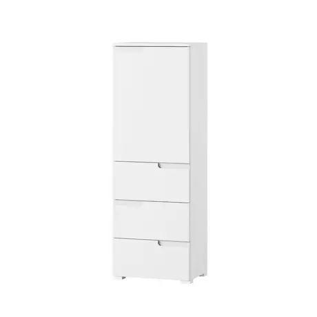 Buy Malton Slim Tallboy Storage Unit – White Gloss Fronts with Matt White Frame, 2 from Furnituretta