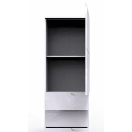 Buy Malton Slim Tallboy Storage Unit – White Gloss Fronts with Matt White Frame, 4 from Furnituretta