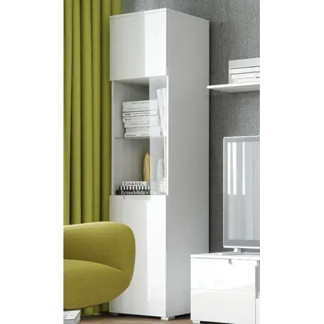 Buy Tenby Tall 1 Glass Door Display Unit White Gloss from Furnituretta