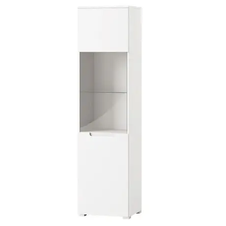 Buy Tenby Tall 1 Glass Door Display Unit White Gloss, 2 from Furnituretta
