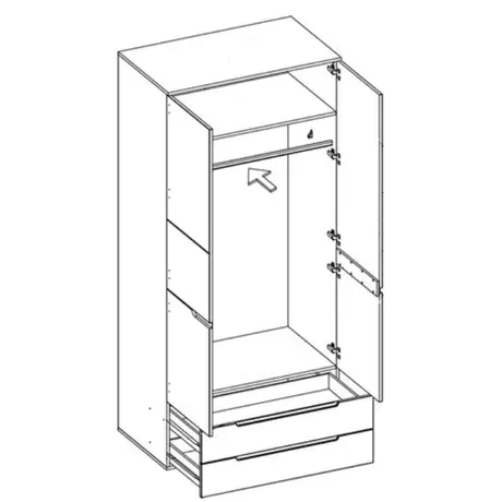 Buy Malton Sleek Design Wardrobe – White Gloss Fronts with Matt White Frame and Handleless Finish, 2 from Furnituretta