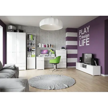 Buy Malton Sleek Design Wardrobe – White Gloss Fronts with Matt White Frame and Handleless Finish, 5 from Furnituretta