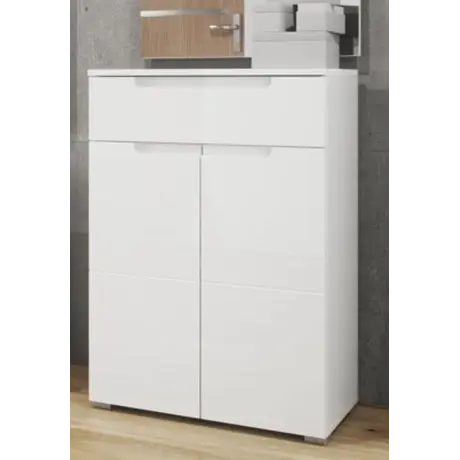 Buy Malton Tall Sideboard Cabinet – White Gloss Fronts with Matt White Frame, 3 from Furnituretta
