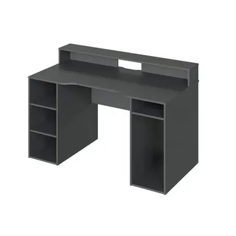 Buy Brecon Dark Grey Computer Gaming Desk with Hutch, 4 from Furnituretta