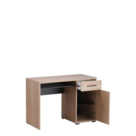 Buy Rugby Computer Desk with 1 Drawer and Cupboard Sonoma Oak Effect and Black, 3 from Furnituretta