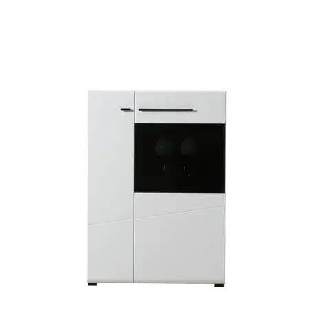 Buy Widnes Short Display Cabinet – White Gloss with 2 Doors & 6 Shelves, 2 from Furnituretta