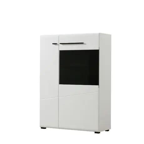 Buy Widnes Short Display Cabinet – White Gloss with 2 Doors & 6 Shelves, 3 from Furnituretta