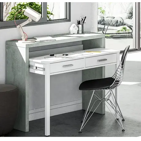 Buy Epsom Computer Writing Desk – Concrete Grey & White Finish with Reversible Legs from Furnituretta