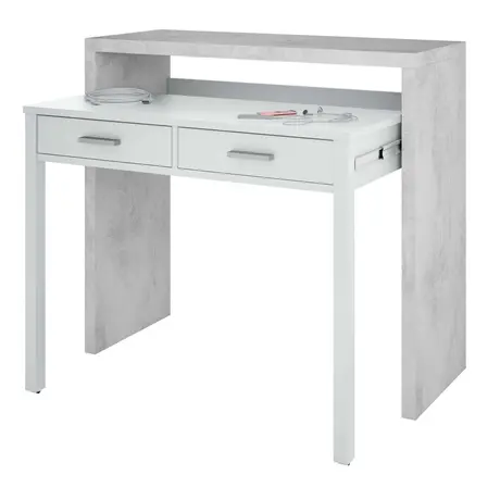 Buy Epsom Computer Writing Desk – Concrete Grey & White Finish with Reversible Legs, 3 from Furnituretta