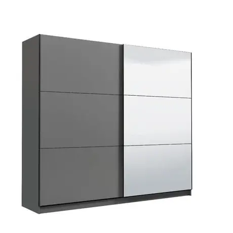Buy Crewe Large Sliding Door Wardrobe – Graphite Grey with Mirror Panels, Colour: Grey, 9 from Furnituretta
