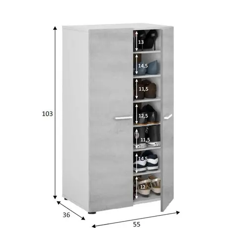Buy Ware Shoe Cupboard Capacity 12-21 pairs Grey and White, 3 from Furnituretta