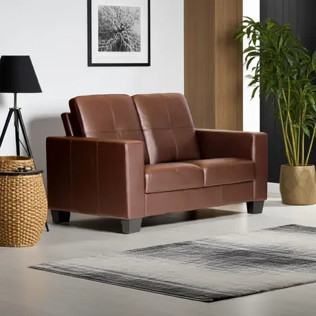 Buy Lena 2 Seater Sofa – Bonded Leather & PVC in Brown, Colour: Brown, 3 from Furnituretta