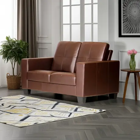 Buy Lena 2 Seater Sofa – Bonded Leather & PVC in Brown, Colour: Brown, 5 from Furnituretta
