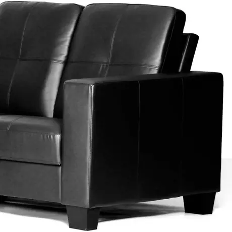 Buy Lena 2 Seater Sofa – Bonded Leather & PVC in Black, Colour: Black, 4 from Furnituretta