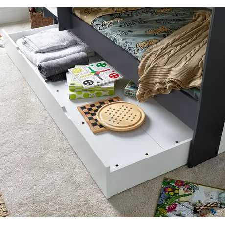 Buy Oliver Grey and White Storage Bunk Bed – Single | Built-In Shelves & Reversible Ladder, Colour: Grey and White, Size: Single (3ft), Item Width: 125.1, 9 from Furnituretta