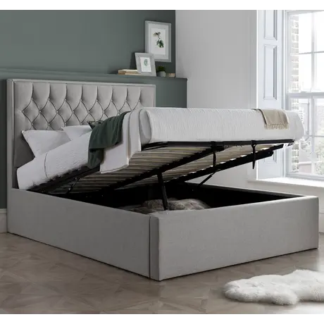 Buy Wilson Grey Fabric Ottoman Bed – Gas Lift Storage Frame in King Size, Colour: Grey, Size: King (5ft), Item Width: 160 from Furnituretta