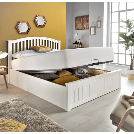 Buy Grayson White Wooden Ottoman Bed Double, Colour: White, Size: Double (4ft6), Item Width: 150.5, 2 from Furnituretta