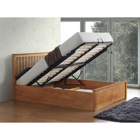 Buy Malmo Oak Wooden Ottoman Bed – Stylish Gas Lift Storage Frame Double, Colour: Oak, Size: Double (4ft6), Item Width: 150.5, 4 from Furnituretta