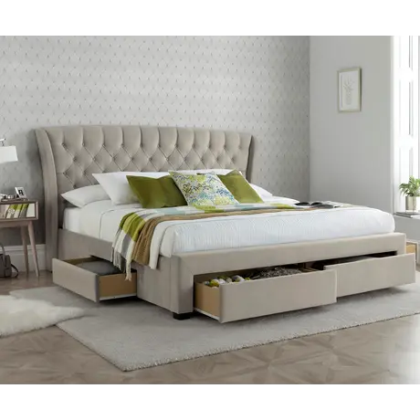 Buy Newton Warmstone Velvet 4 Drawer Storage Bed Double, Colour: Warmstone, Size: Double (4ft6), Item Width: 174 from Furnituretta