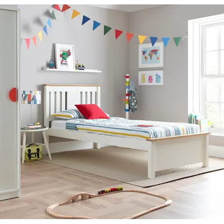 Buy Chester White Bed – Single Size | Oak & White Kids Bed Frame with Optional Storage Drawers, Colour: White, Size: Single (3ft), Item Width: 103.8, 2 from Furnituretta
