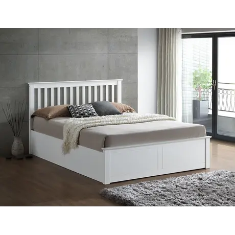 Buy Malmo White Wooden Ottoman Bed – Stylish Gas Lift Storage Frame King Size, Colour: White, Size: King (5ft), Item Width: 166 from Furnituretta