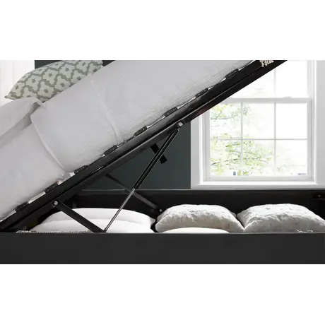 Buy Aurora Grey Velvet Ottoman Bed – Double | Gas Lift Storage with Winged Headboard, Colour: Grey, Size: Double (4ft6), Item Width: 157, 4 from Furnituretta