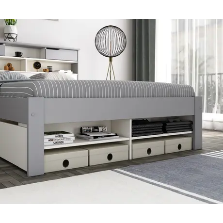 Buy Fabio Grey and White Wooden Bed Double, Colour: Grey and White, Size: Double (4ft6), Item Width: 146.4, 4 from Furnituretta