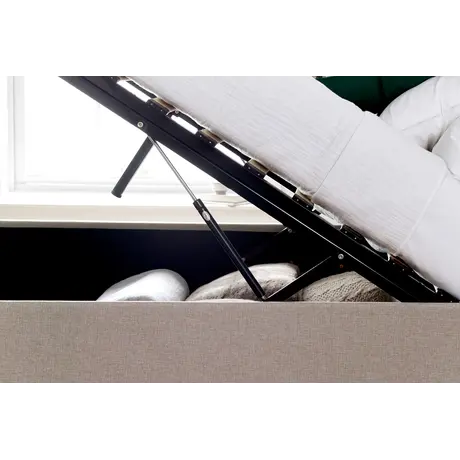 Buy Wilson Oatmeal Fabric Ottoman Bed – King | Gas Lift Storage Frame with Buttoned Headboard, Colour: Oatmeal, Size: King (5ft), Item Width: 160, 7 from Furnituretta