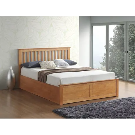 Buy Malmo Oak Wooden Ottoman Bed – Stylish Gas Lift Storage Frame Double, Colour: Oak, Size: Double (4ft6), Item Width: 150.5 from Furnituretta