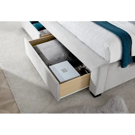 Buy Newton Grey Velvet 4 Drawer Storage Bed King Size, Colour: Grey, Size: King (5ft), Item Width: 189, 5 from Furnituretta