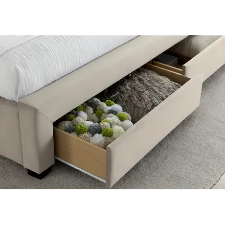 Buy Newton Warmstone Velvet 4 Drawer Storage Bed Double, Colour: Warmstone, Size: Double (4ft6), Item Width: 174, 5 from Furnituretta