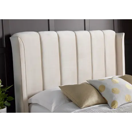 Buy Aurora Warmstone Velvet Ottoman Bed – King | Gas Lift Storage with Winged Headboard, Colour: Warmstone, Size: King (5ft), Item Width: 173, 6 from Furnituretta