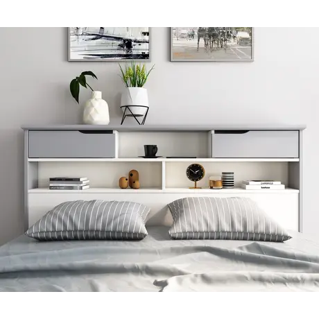 Buy Fabio Grey and White Wooden Bed Double, Colour: Grey and White, Size: Double (4ft6), Item Width: 146.4, 5 from Furnituretta