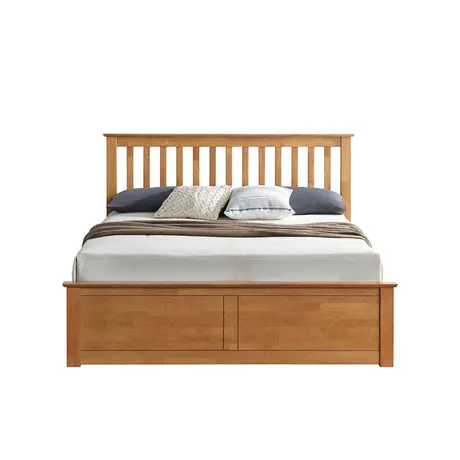 Buy Malmo Oak Wooden Ottoman Bed – Stylish Gas Lift Storage Frame Double, Colour: Oak, Size: Double (4ft6), Item Width: 150.5, 6 from Furnituretta