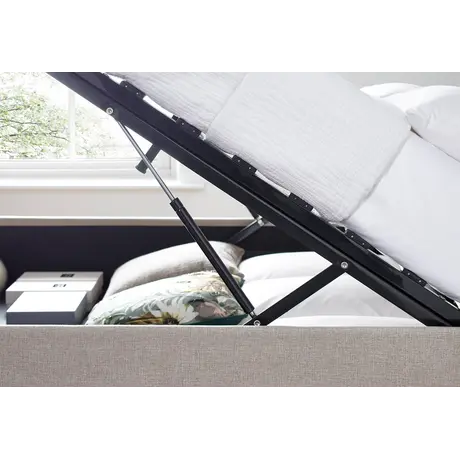 Buy Brandon Oatmeal Fabric Ottoman Bed – King | Gas Lift Storage Frame with Buttoned Headboard, Colour: Oatmeal, Size: King (5ft), Item Width: 157.5, 5 from Furnituretta