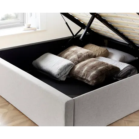 Buy Wilson Grey Fabric Ottoman Bed – Gas Lift Storage Frame in Double, Colour: Grey, Size: Double (4ft6), Item Width: 145, 6 from Furnituretta