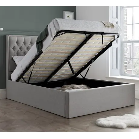 Buy Wilson Grey Fabric Ottoman Bed – Gas Lift Storage Frame in King Size, Colour: Grey, Size: King (5ft), Item Width: 160, 4 from Furnituretta