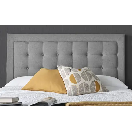 Buy Brandon Grey Fabric Ottoman Bed – Double | Gas Lift Storage Frame with Buttoned Headboard, Colour: Grey, Size: Double (4ft6), Item Width: 141.5, 6 from Furnituretta