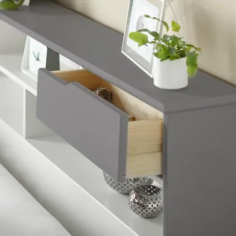 Buy Fabio Grey and White Wooden Bed Double, Colour: Grey and White, Size: Double (4ft6), Item Width: 146.4, 6 from Furnituretta