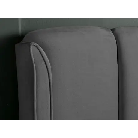 Buy Aurora Grey Velvet Ottoman Bed – King | Gas Lift Storage with Winged Headboard, Colour: Grey, Size: King (5ft), Item Width: 173, 7 from Furnituretta