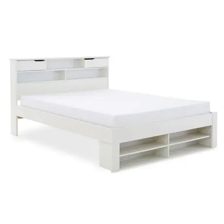 Buy Fabio White Wooden Bed King Size, Colour: White, Size: King (5ft), Item Width: 162.4, 3 from Furnituretta