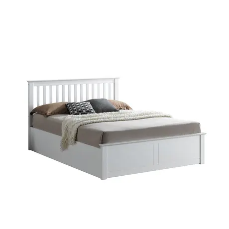 Buy Malmo White Wooden Ottoman Bed – Stylish Gas Lift Storage Frame Double, Colour: White, Size: Double (4ft6), Item Width: 150.5, 7 from Furnituretta