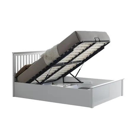 Buy Malmo White Wooden Ottoman Bed – Stylish Gas Lift Storage Frame Double, Colour: White, Size: Double (4ft6), Item Width: 150.5, 8 from Furnituretta