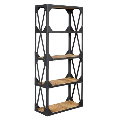 Buy Ascot Large Bookcase – Bold Handcrafted Industrial Design with Reclaimed Wood & Distressed Metal from Furnituretta