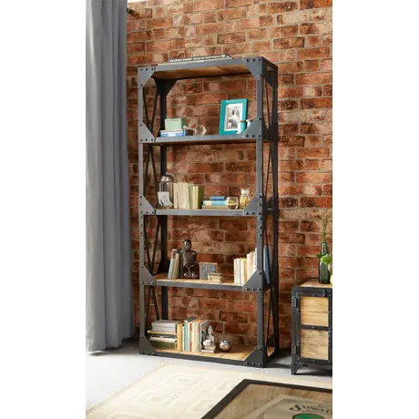 Buy Ascot Large Bookcase – Bold Handcrafted Industrial Design with Reclaimed Wood & Distressed Metal, 2 from Furnituretta