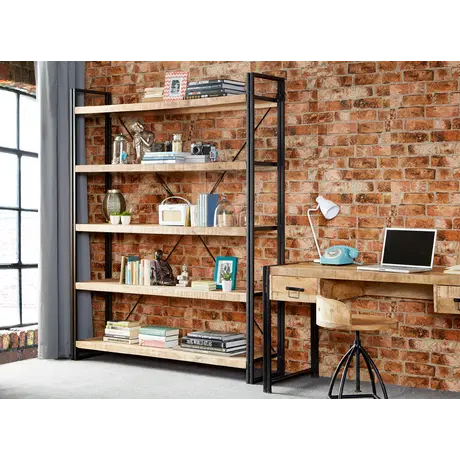 Buy Cosmo Industrial Large Open Bookcase – Eco-Friendly Handcrafted Mango Wood & Reclaimed Metal Design, 2 from Furnituretta