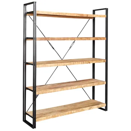 Buy Cosmo Industrial Large Open Bookcase – Eco-Friendly Handcrafted Mango Wood & Reclaimed Metal Design from Furnituretta