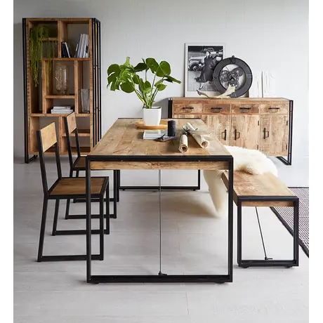 Buy Cosmo Industrial Metal & Wood Bench, 2 from Furnituretta